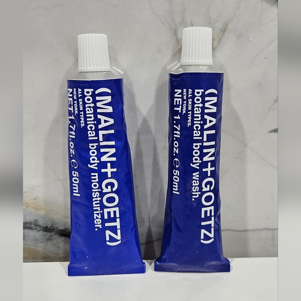 New and Sealed Malin+Goetz Blue Botanical Body Moisturizer and Body Wash Set